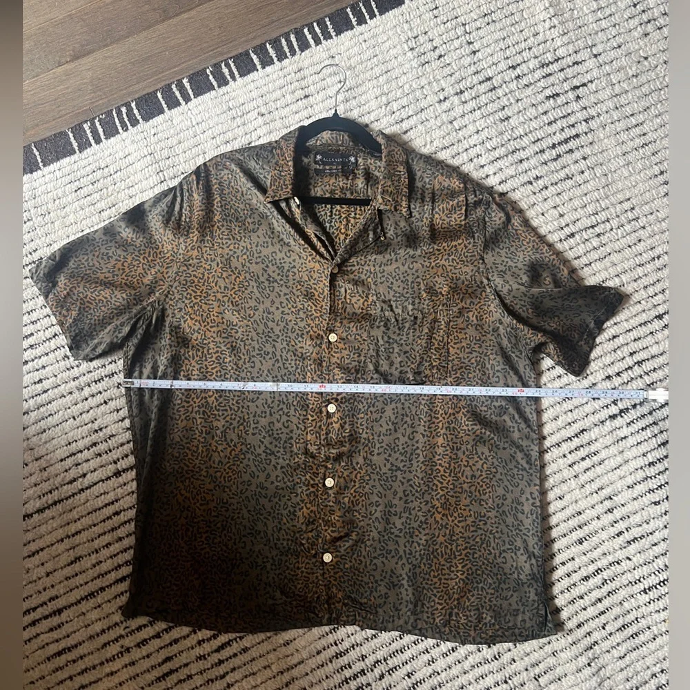 All Saints silk Brown Leopard Pattern Shirt - Picture 3 of 8